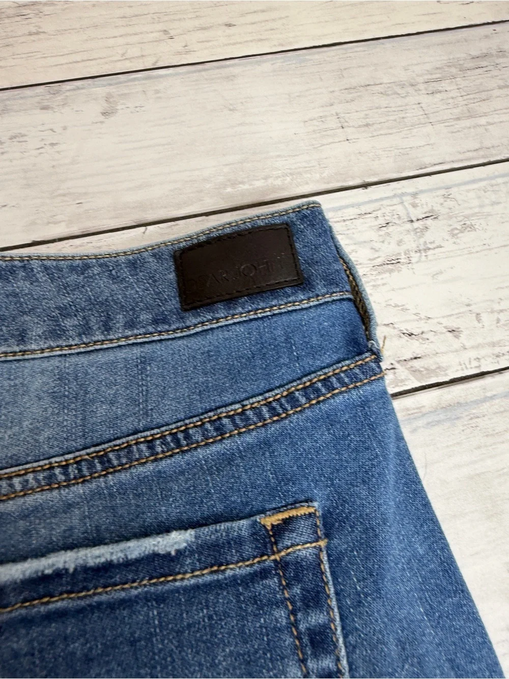 Dear John Medium Blue Distressed Roll-Cuff Jean Shorts